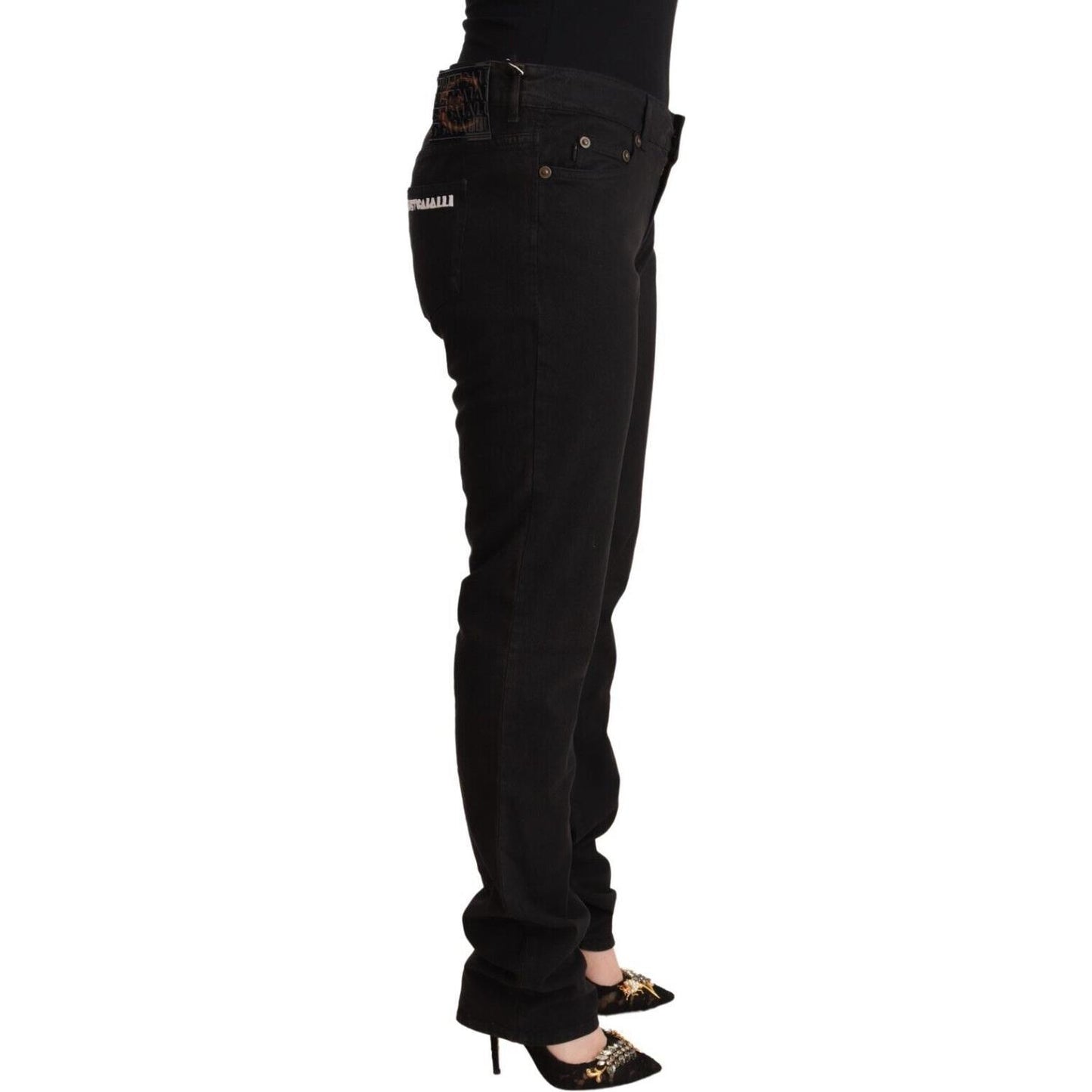 Just Cavalli Sleek Mid-Waist Slim Fit Black Jeans Just Cavalli