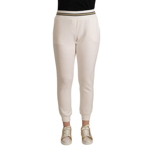 Patrizia Pepe White Polyester Mid Waist Jogger Pants