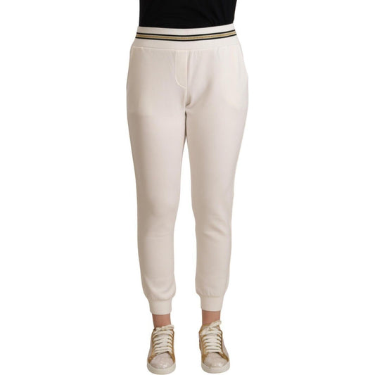 Patrizia Pepe Chic White Mid Waist Jogger Pants Patrizia Pepe