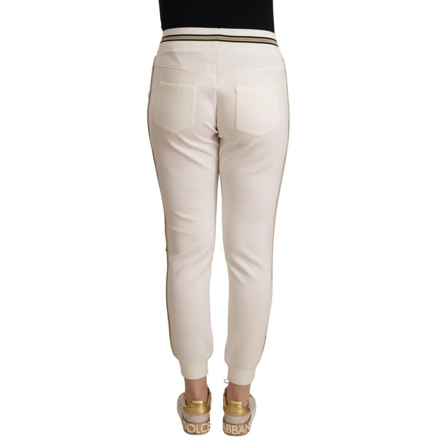 Patrizia Pepe Chic White Mid Waist Jogger Pants Patrizia Pepe