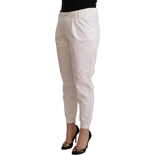 Met Chic White Tapered Cropped Pants Met