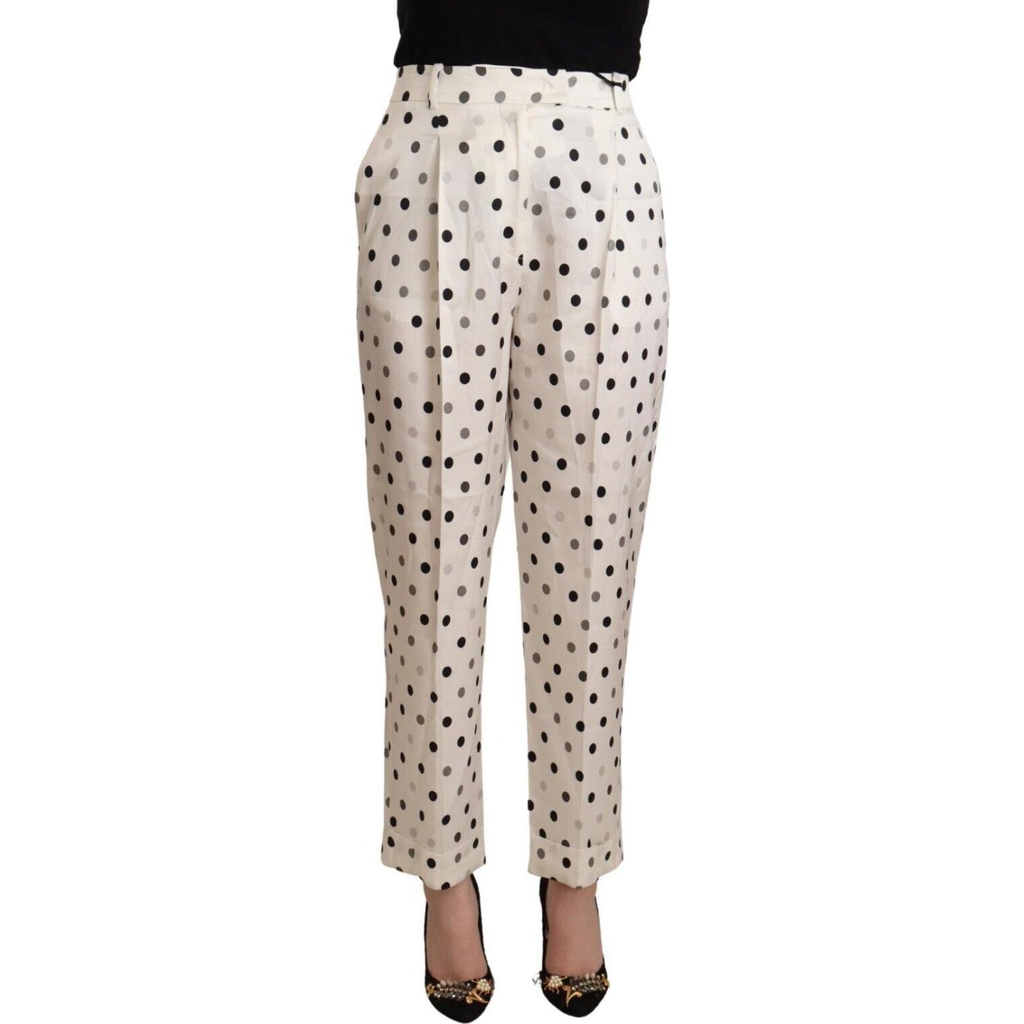 Ermanno Scervino Chic High Waist Polka Dotted Tapered Pants Ermanno Scervino