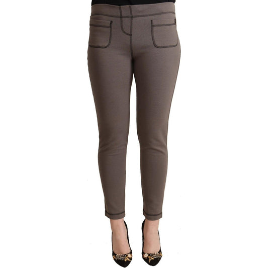 John Galliano Chic Gray Mid Waist Skinny Pants for Sophisticated Style John Galliano