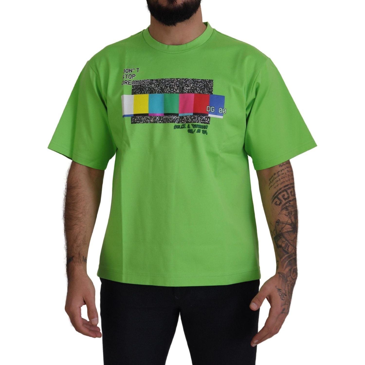 Dolce & Gabbana Green Cotton DG CHANNEL Top T-shirt