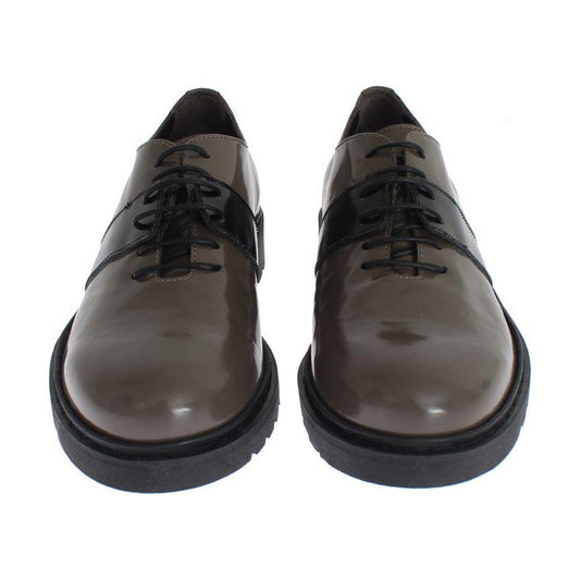 AI_ Elegant Gray Brown Leather Lace-up Shoes AI_