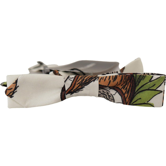 Dolce & Gabbana Elegant White Silk Patterned Bow Tie Dolce & Gabbana