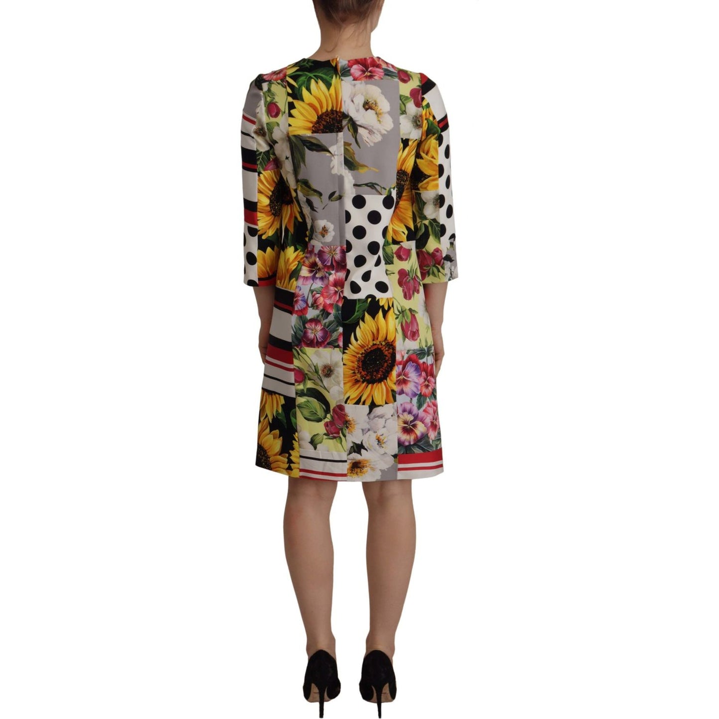 Dolce & Gabbana Multicolor Patchwork Charmeuse Sheath Dress Dolce & Gabbana