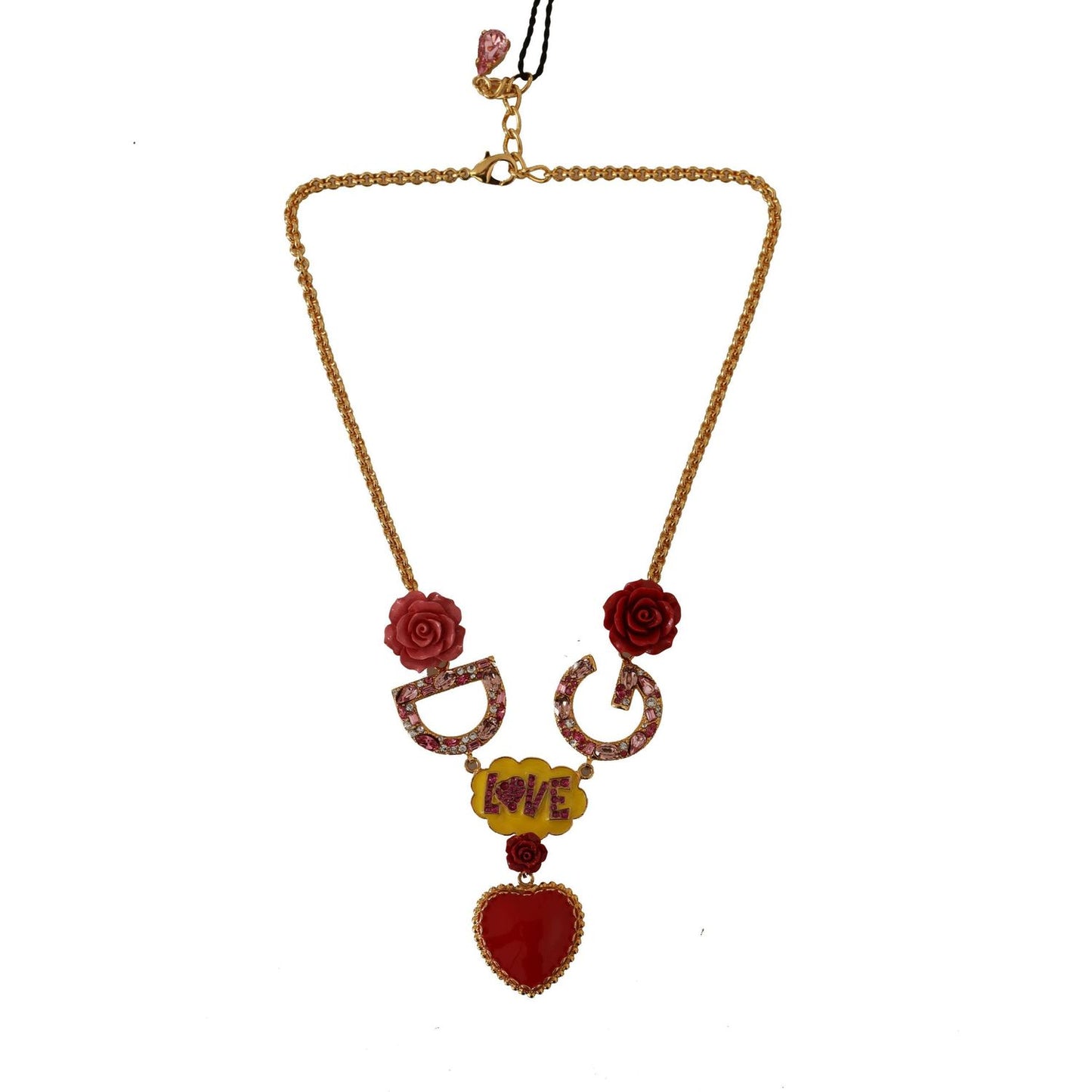 Dolce & Gabbana Glamorous Gold Crystal Charm Necklace WOMAN NECKLACE Dolce & Gabbana