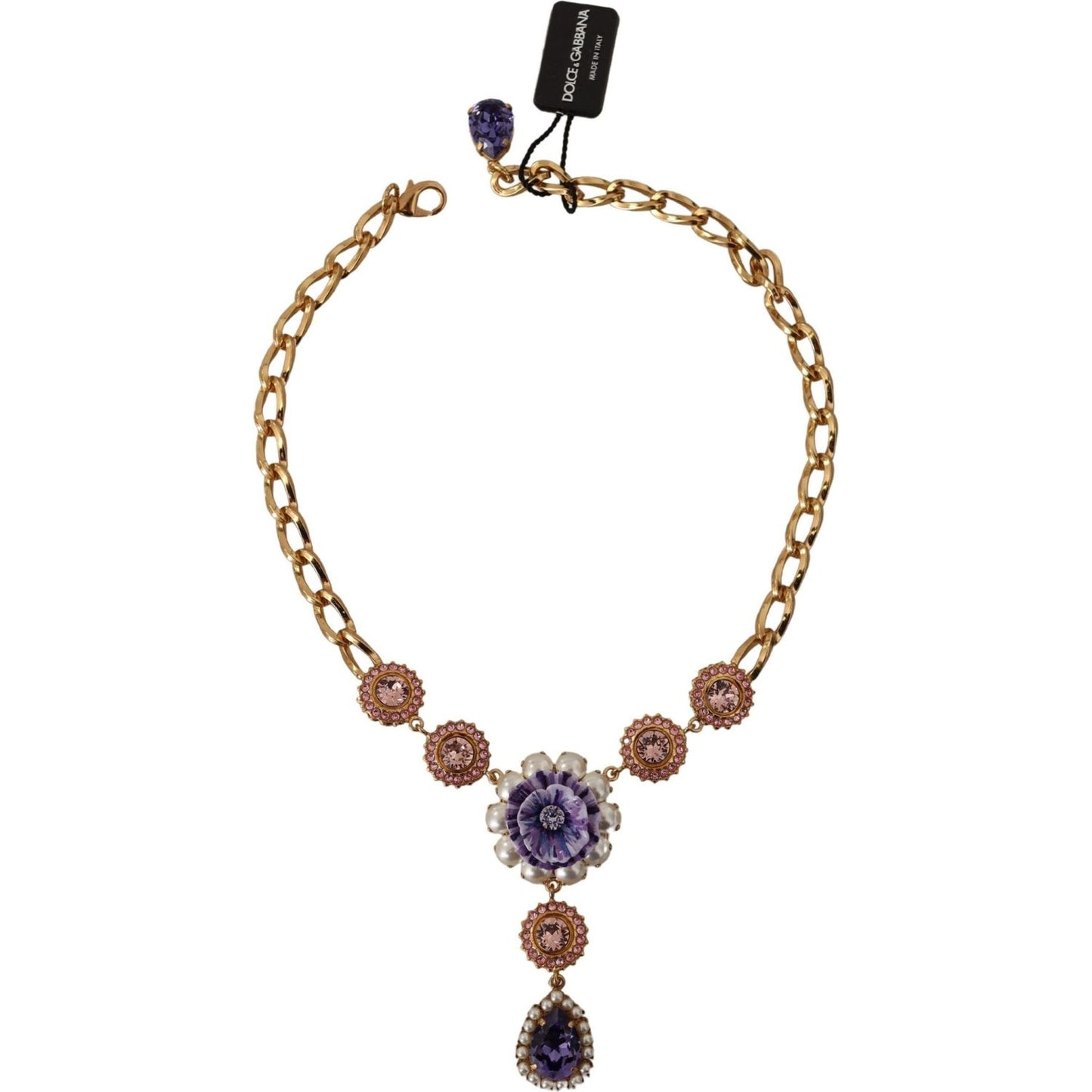 Dolce & Gabbana Elegant Floral Crystal Statement Necklace WOMAN NECKLACE Dolce & Gabbana