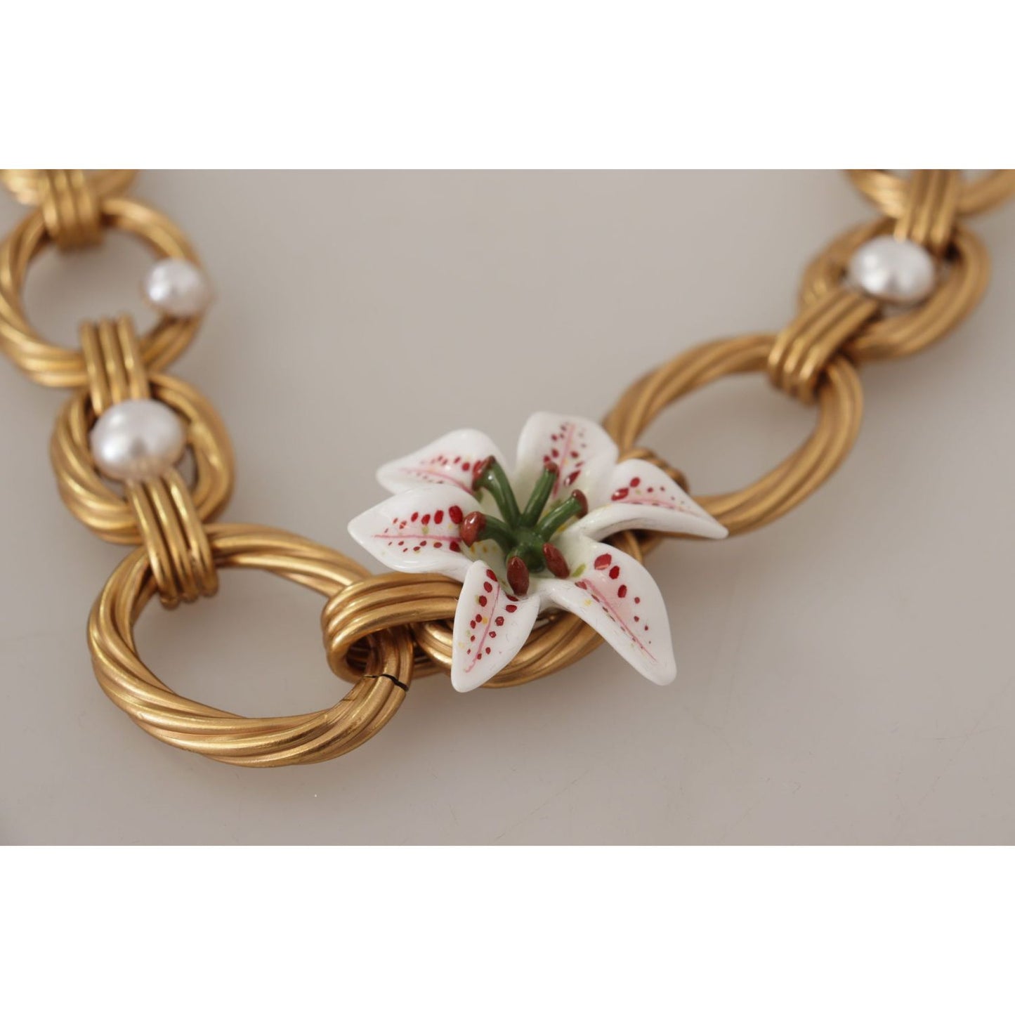 Dolce & Gabbana Elegant Gold Lilly Flower Pendant Necklace Necklace Dolce & Gabbana