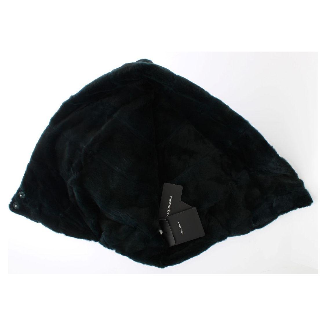 Dolce & Gabbana Exclusive Green Weasel Fur Hooded Scarf Hat Dolce & Gabbana