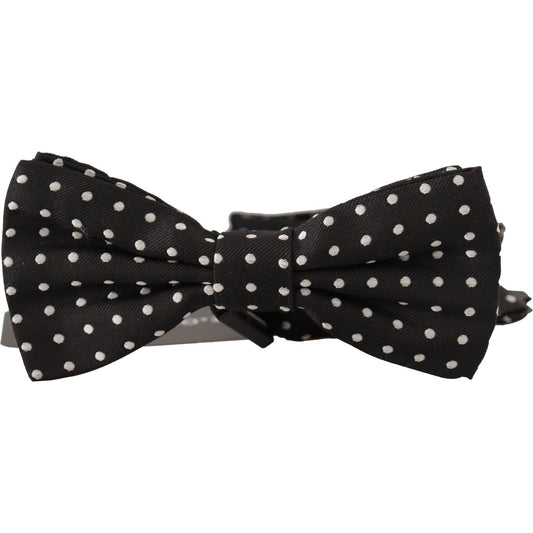 Dolce & Gabbana Elegant Black and White Polka Dot Silk Bow Tie Dolce & Gabbana