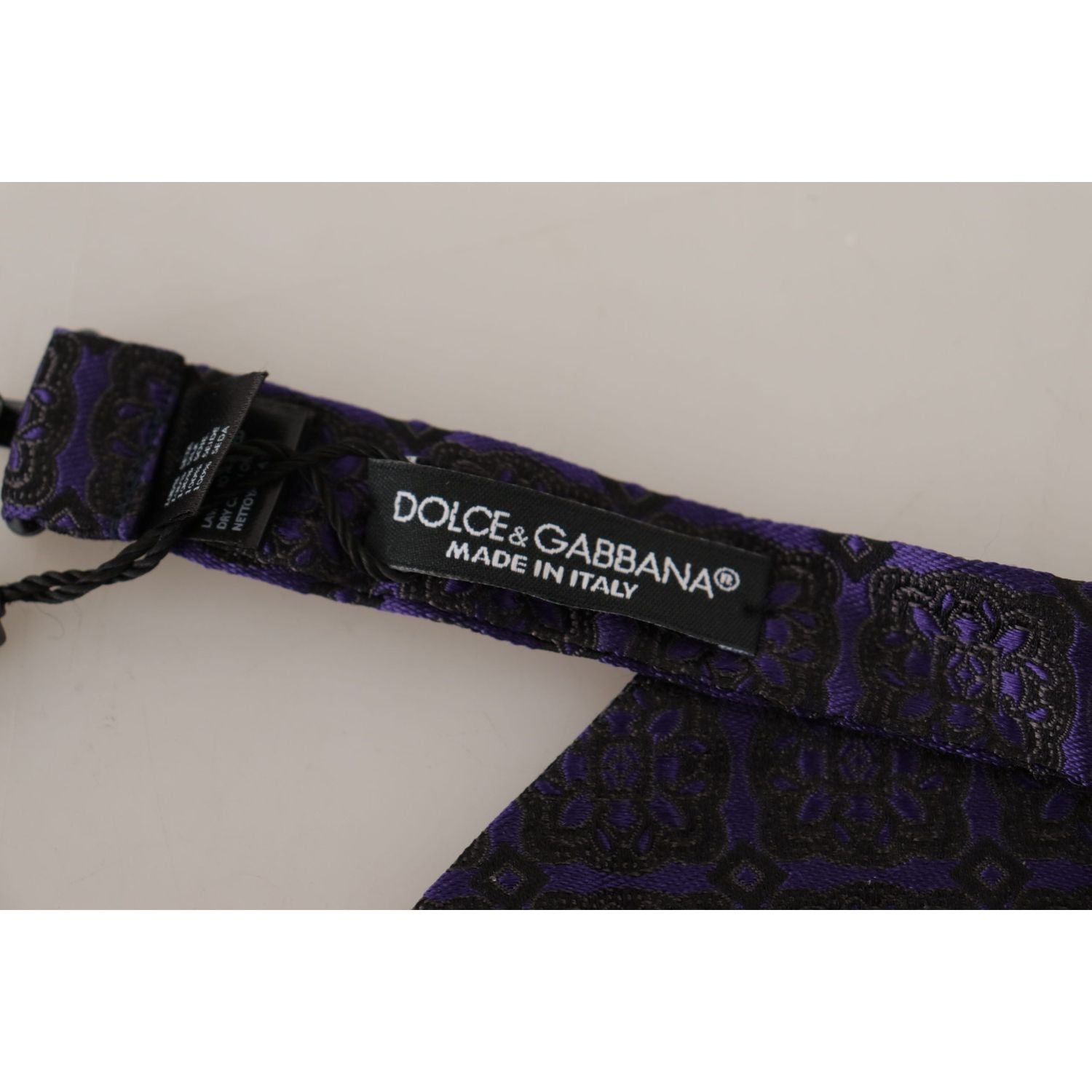 Dolce & Gabbana Blue Geometric Silk Adjustable Neck Papillon Tie