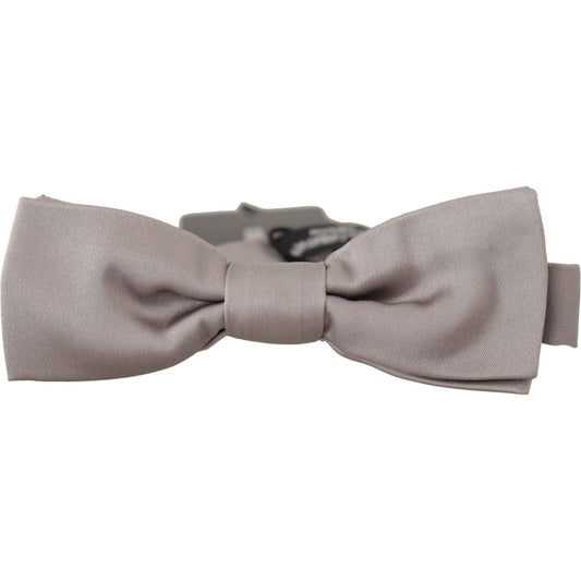 Dolce & Gabbana Elegant Silver Silk Bow Tie for Sophisticated Evening Dolce & Gabbana