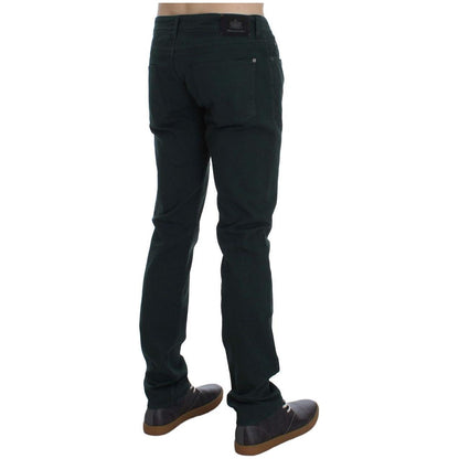 Ermanno Scervino Green Cotton Denim Stretch Straight Fit Jeans
