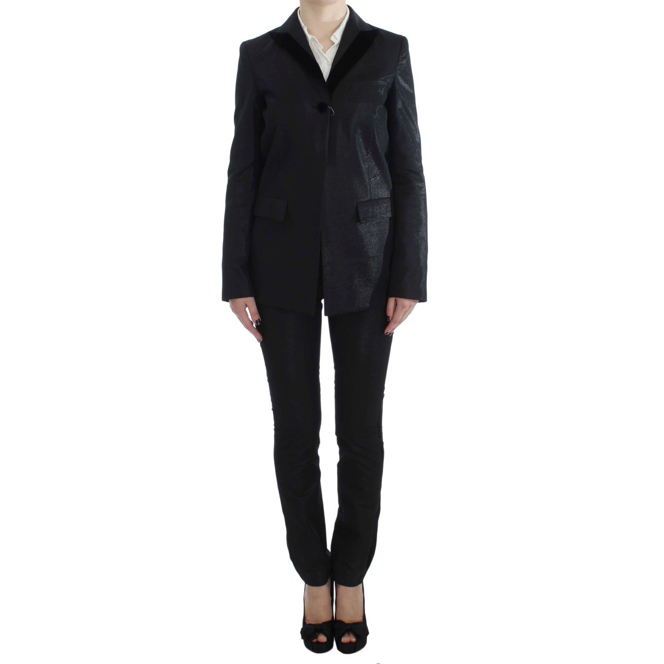 Exte Black One Button Three Piece Suit