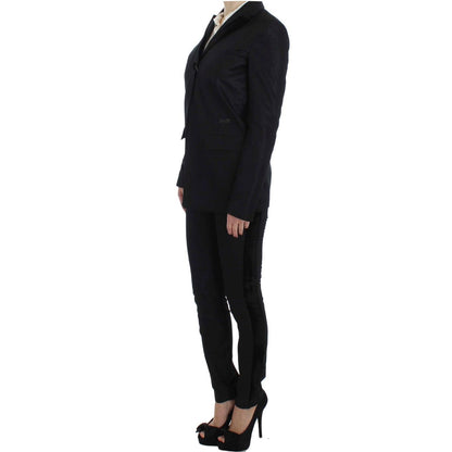 Exte Black One Button Three Piece Suit