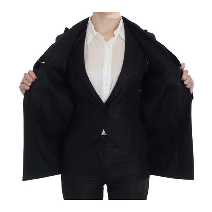 Exte Black One Button Three Piece Suit