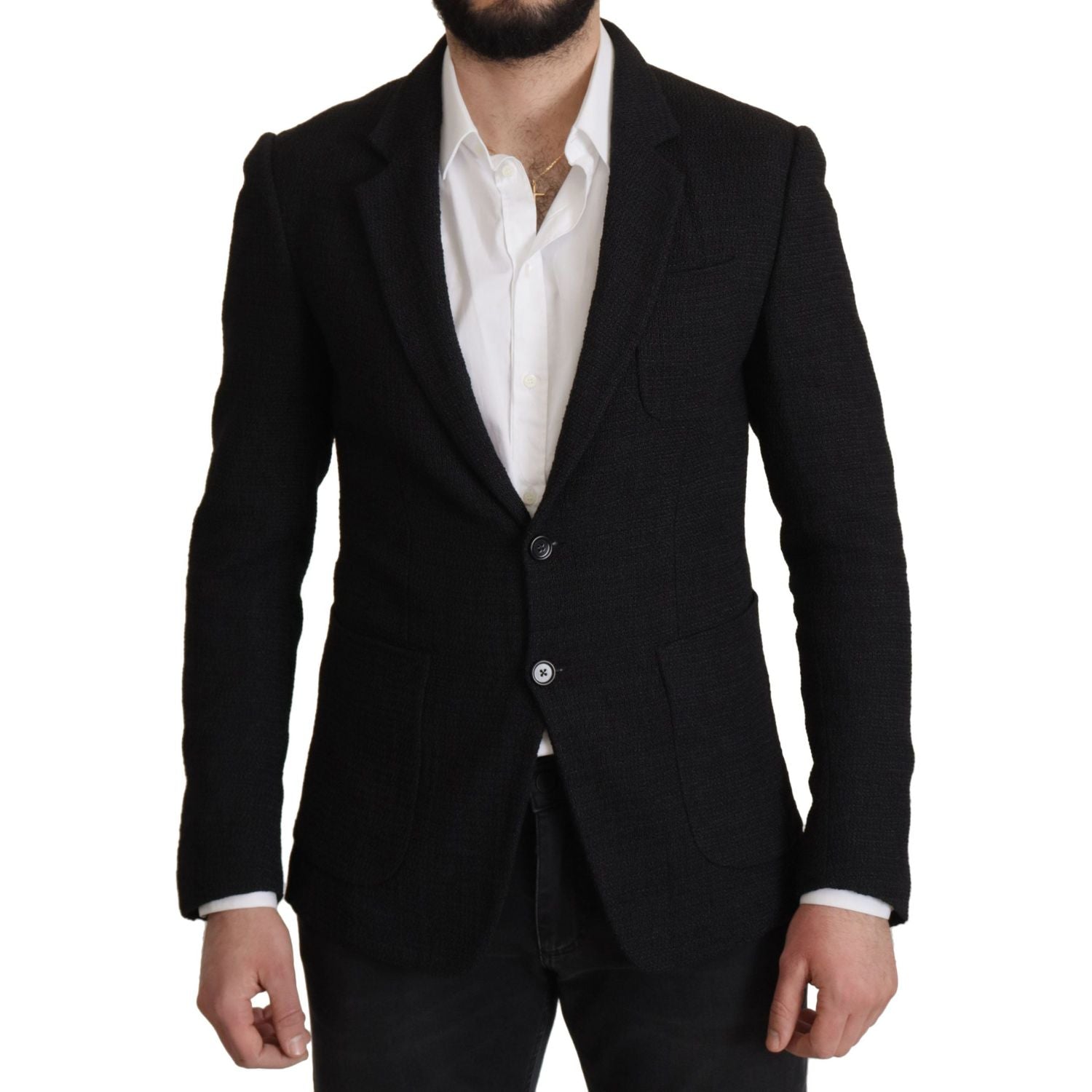 Dolce & Gabbana Black Single Breasted Coat Men Blazer