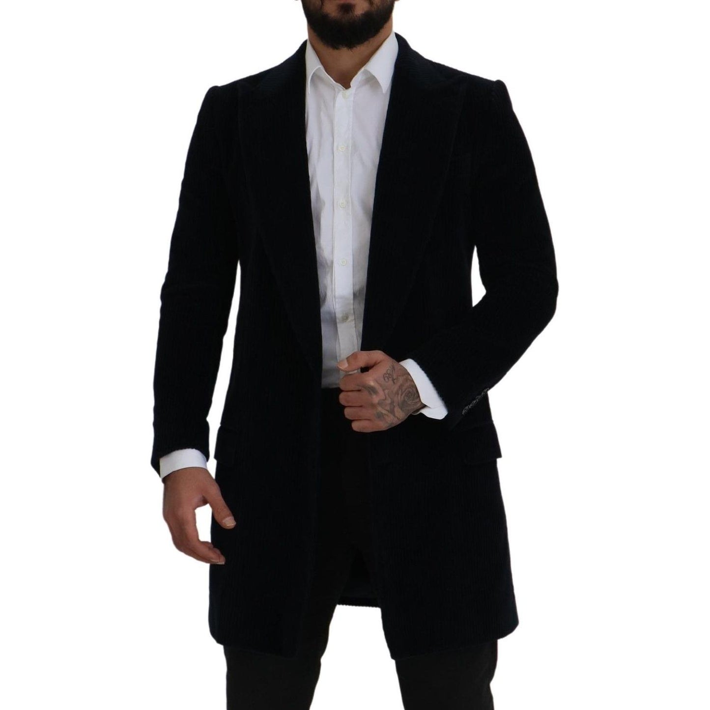 Dolce & Gabbana Elegant Black Cotton Long Cardigan Jacket Dolce & Gabbana