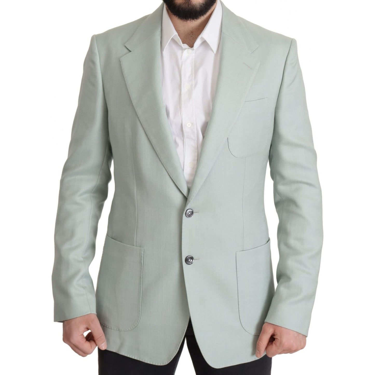 Dolce & Gabbana Elegant Mint Green Silk-Cashmere Blazer Dolce & Gabbana