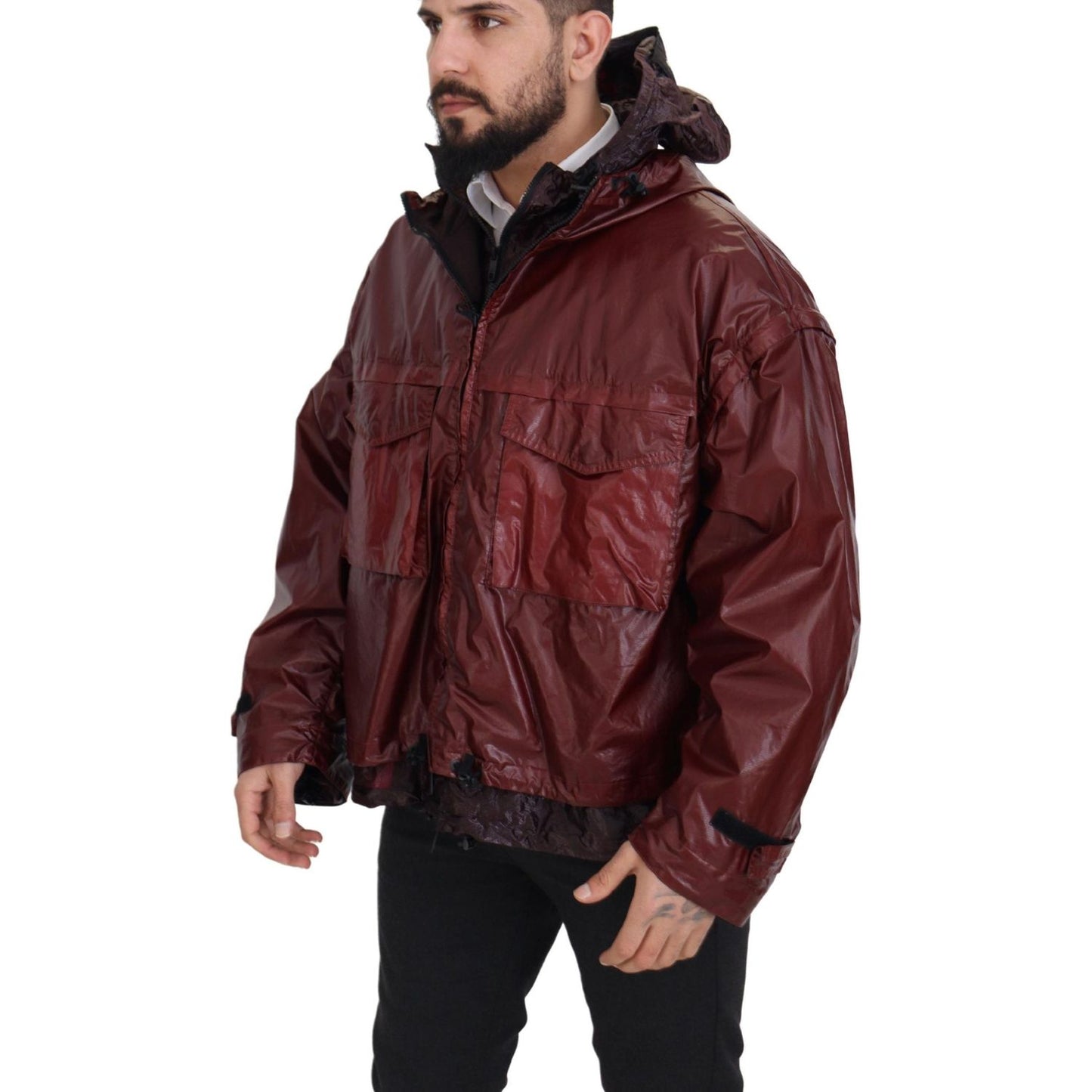 Dolce & Gabbana Elegant Bordeaux Full Zip Hooded Jacket Dolce & Gabbana