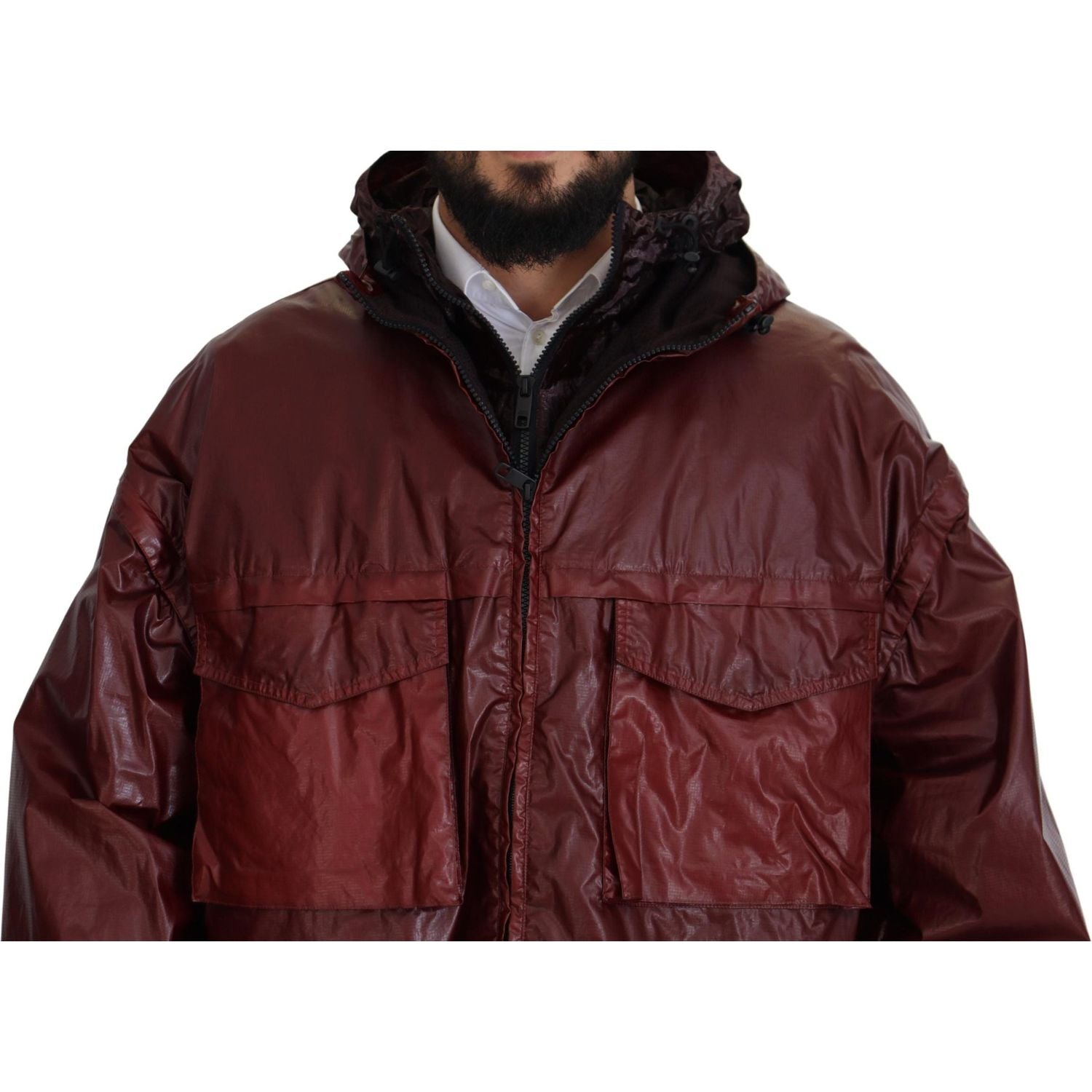 Dolce & Gabbana Bordeaux Cotton Hooded Full Zip Jacket