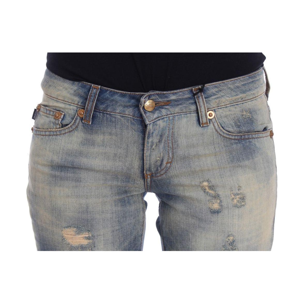Cavalli Blue Wash Cotton Slim Fit Bootcut Jeans