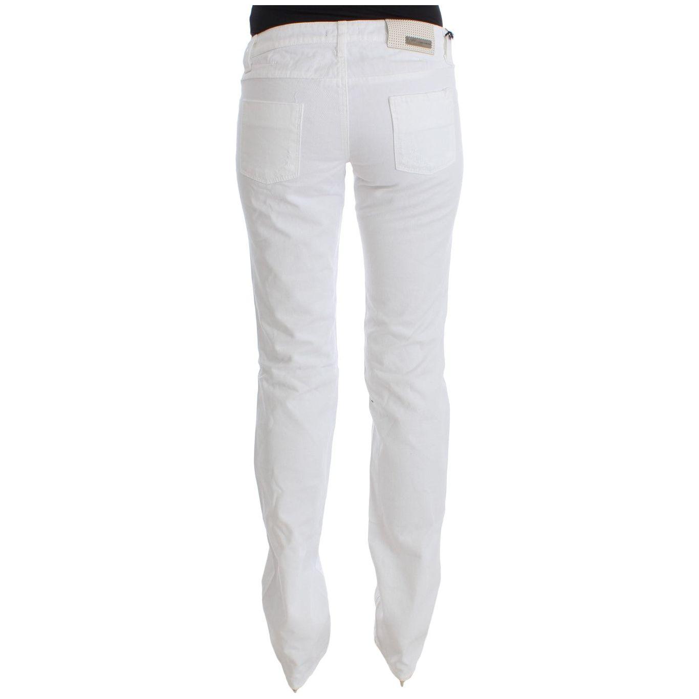 Costume National Chic Slim Fit White Cotton Jeans Costume National