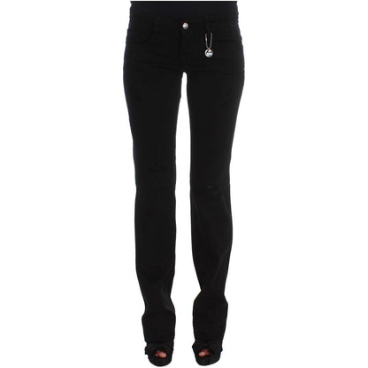 Costume National Black Cotton Slim Fit Bootcut Jeans