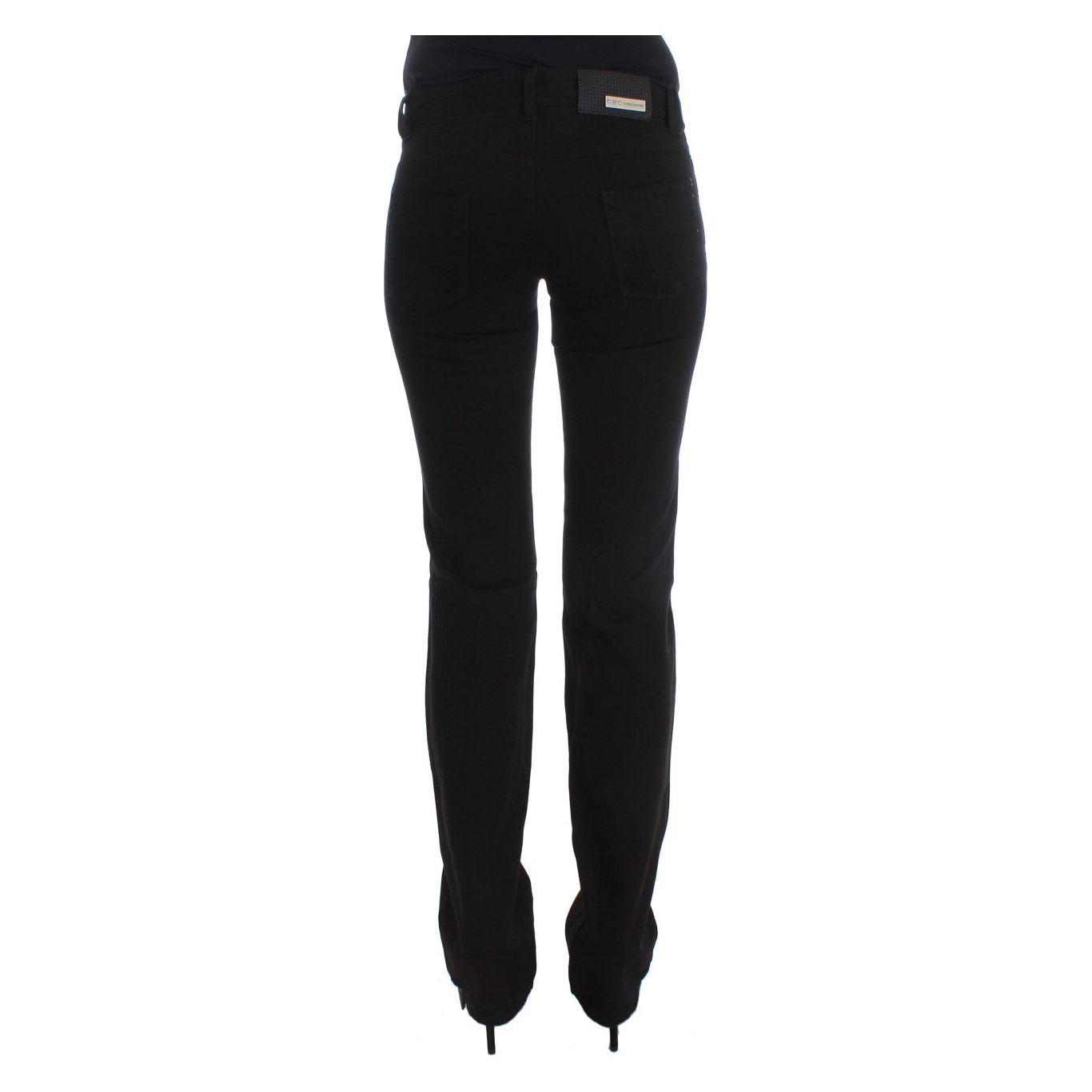 Costume National Black Cotton Slim Fit Bootcut Jeans