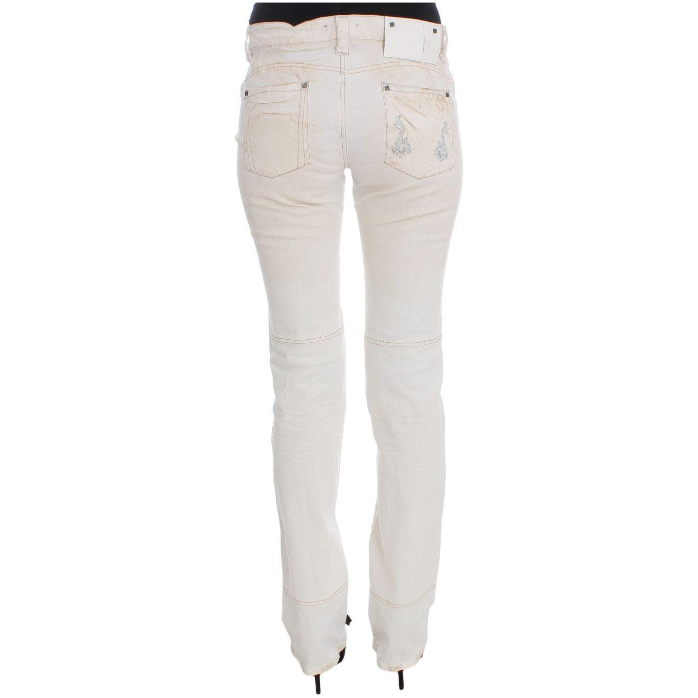 Costume National Chic White Slim Fit Designer Jeans Costume National