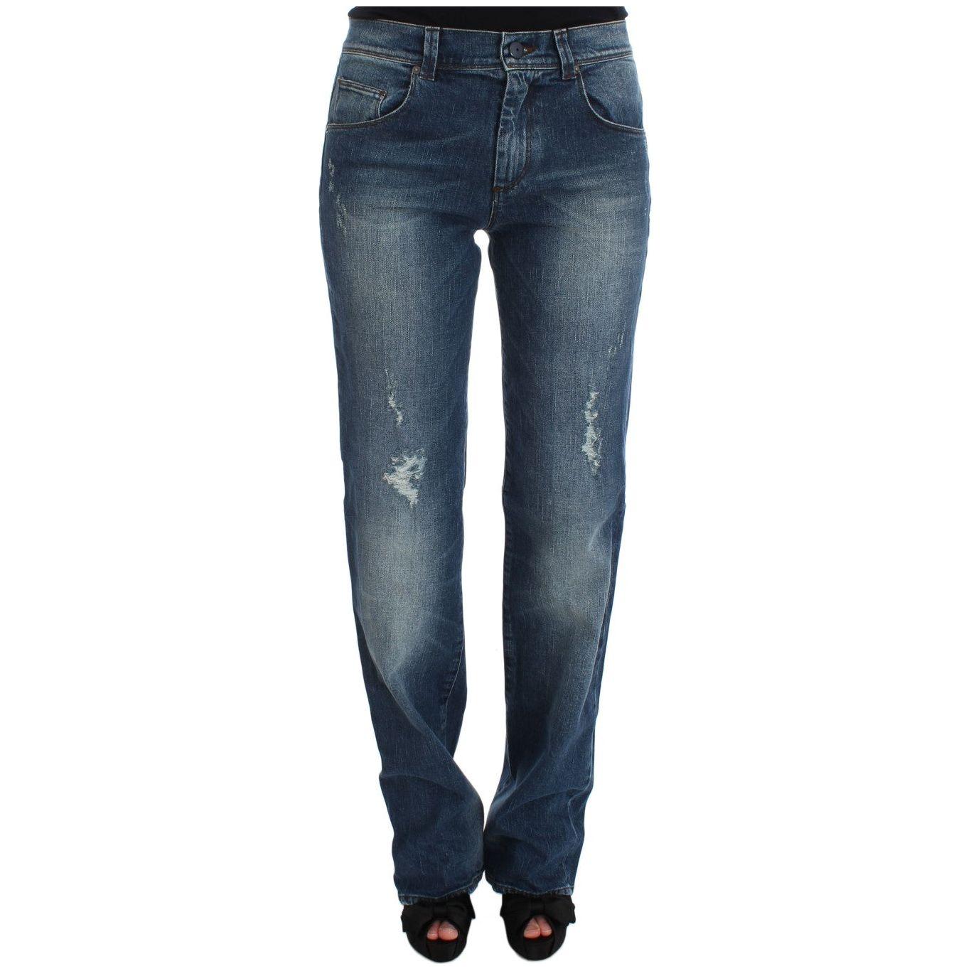 Ermanno Scervino Blue Wash Cotton Blend Slim Fit Jeans