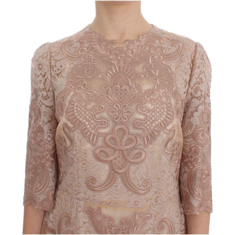 Dolce & Gabbana Elegant Pink Lace Embroidered Shift Dress Dolce & Gabbana