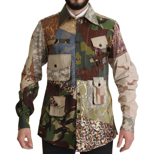 Dolce & Gabbana Multicolor Button Down Patchwork Shirt