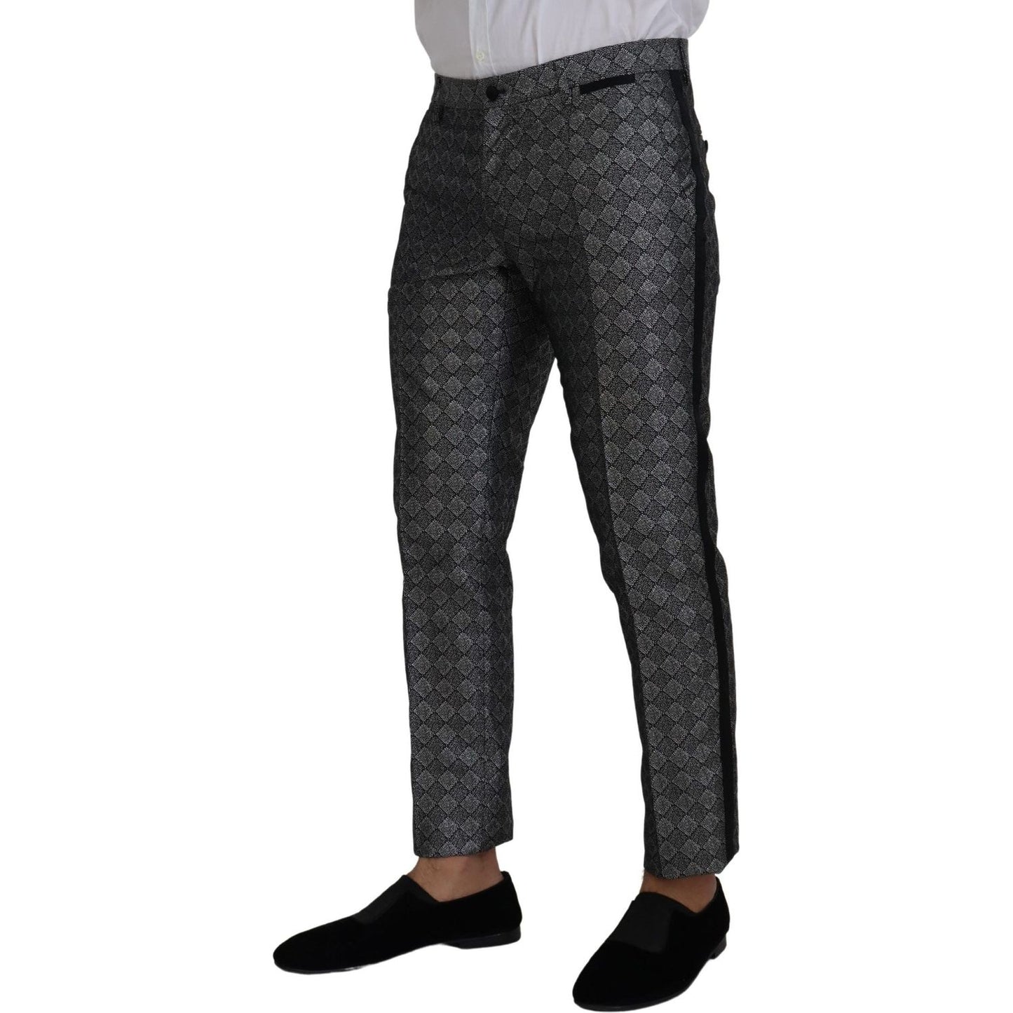 Dolce & Gabbana Elegant Silver Patterned Slim Fit Suit Dolce & Gabbana