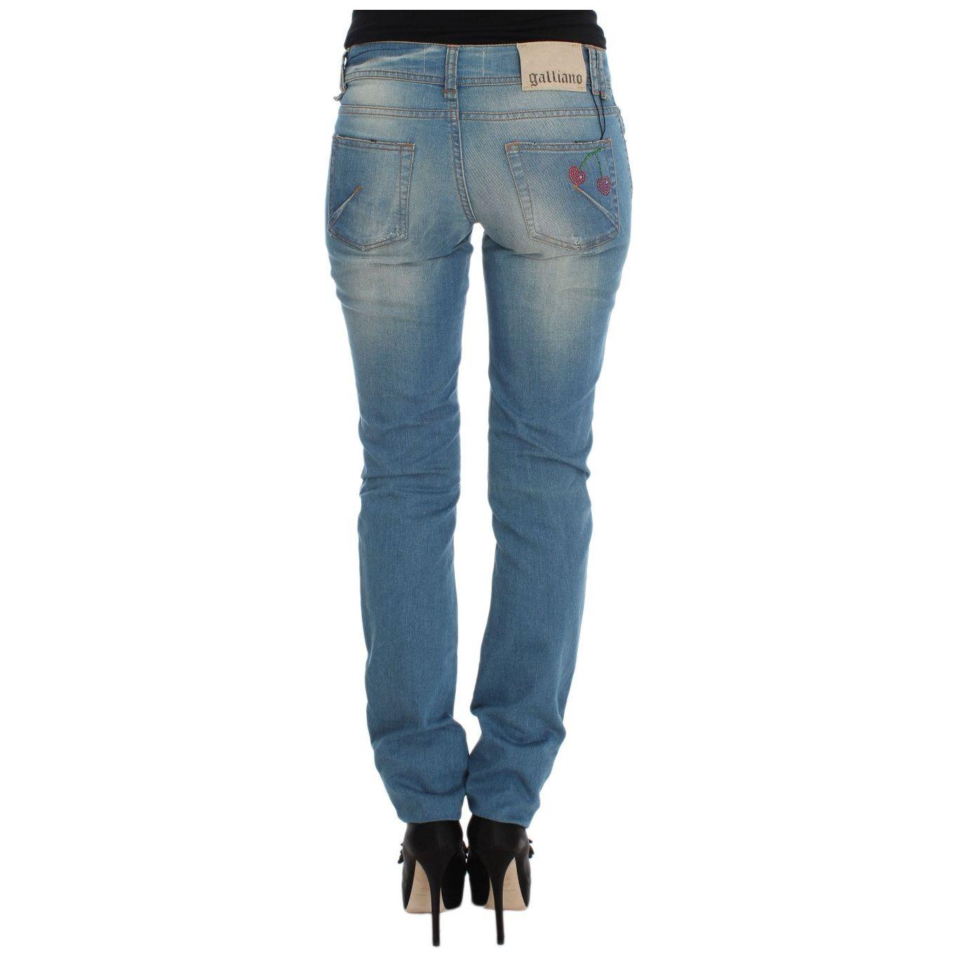 John Galliano Sleek Blue Slim Fit Designer Jeans John Galliano