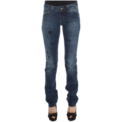 John Galliano Blue Wash Cotton Blend Slim Fit Bootcut Jeans