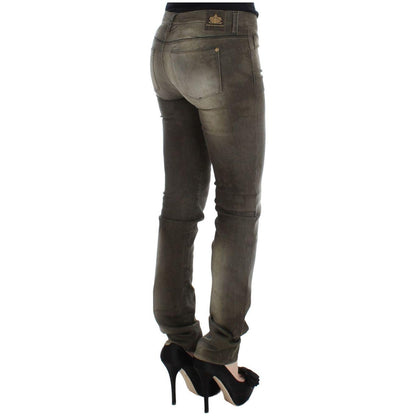 Ermanno Scervino Gray Wash Cotton Blend Slim Fit Jeans