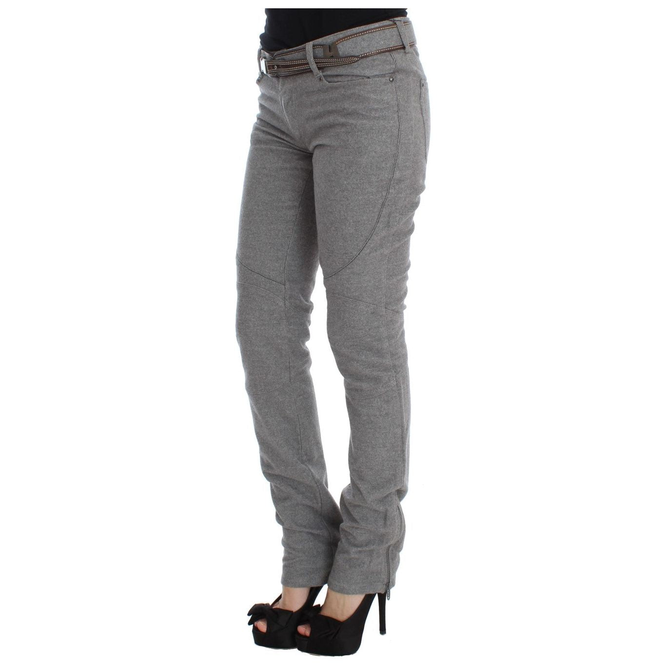 Ermanno Scervino Gray Cotton Slim Fit Casual Bootcut Pants 1728,67345645728,Casual Pants - Pants - Clothing,Clothing,Ermanno Scervino,Gray,IT46|XL,Jeans & Pants - Women - Clothing,Material: 100% Cotton,New with tags,Pants - Clothing,Women,Women - Clothing