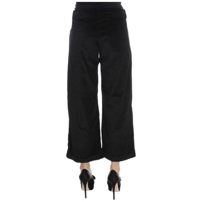 Ermanno Scervino Black Velvet Cotton Capri Bootcut Pants