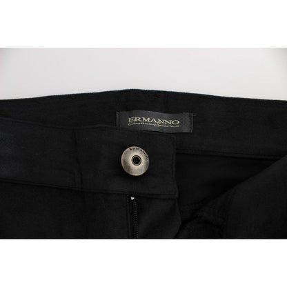 Ermanno Scervino Black Cotton Blend Regular Fit Pants