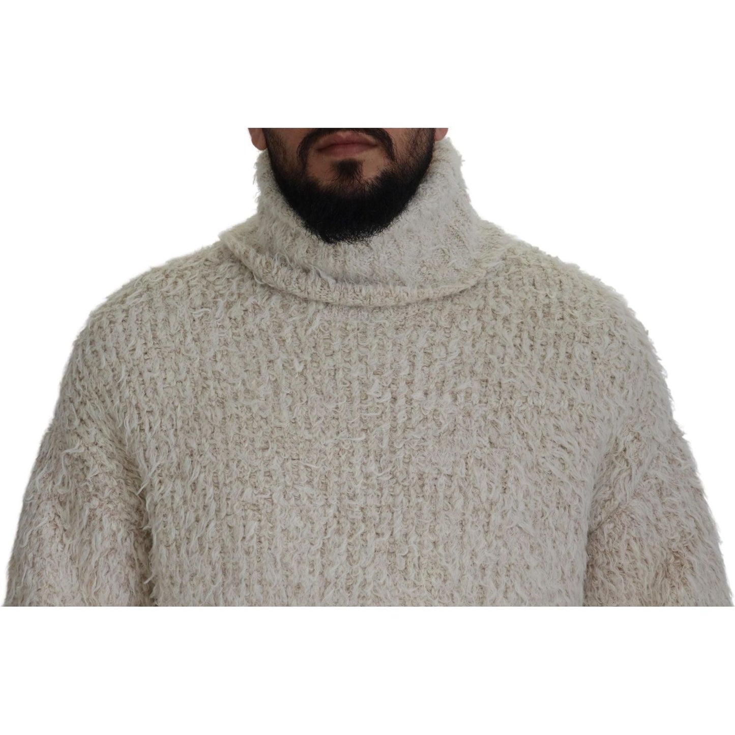 Dolce & Gabbana Elegant Cream Turtleneck Wool Blend Sweater Dolce & Gabbana