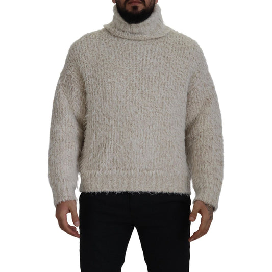 Dolce & Gabbana Elegant Cream Turtleneck Wool Blend Sweater Dolce & Gabbana