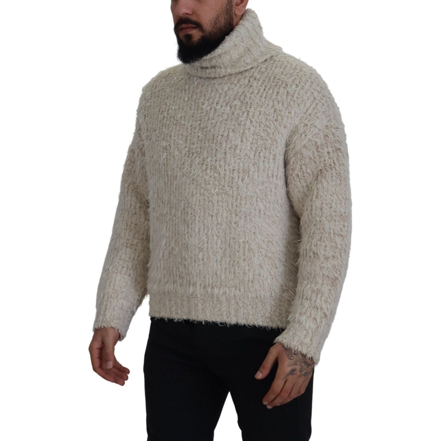 Dolce & Gabbana Elegant Cream Turtleneck Wool Blend Sweater Dolce & Gabbana