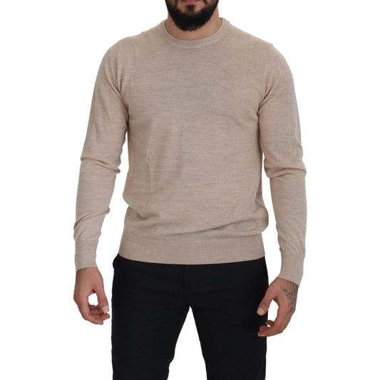 Dolce & Gabbana Elegant Beige Crewneck Wool Sweater Dolce & Gabbana