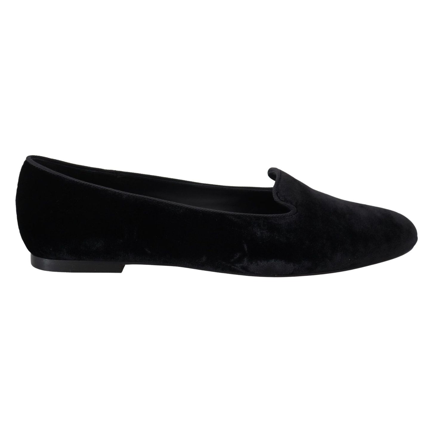 Dolce & Gabbana Black Velvet Slip Ons Loafers Flats Shoes