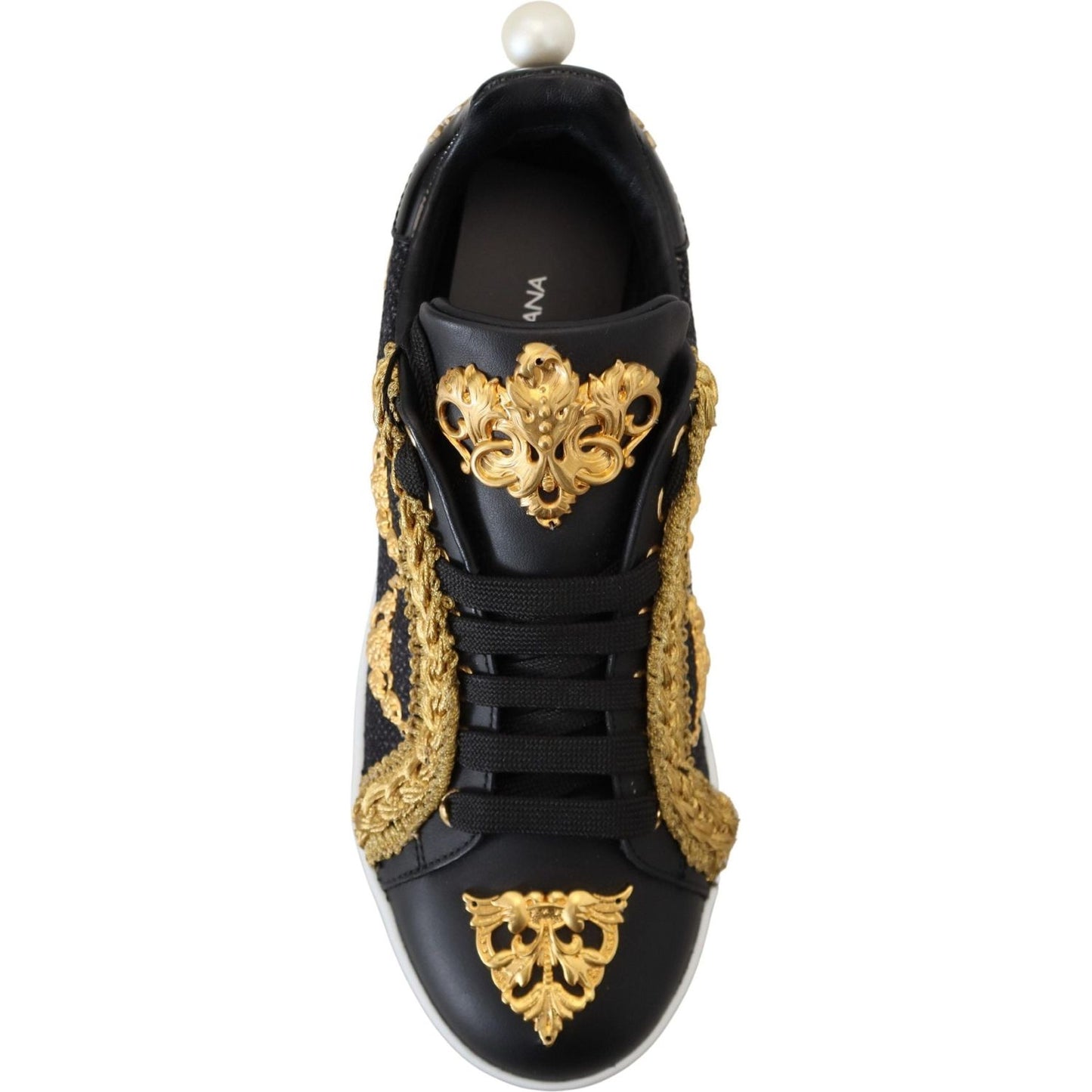 Dolce & Gabbana Elegant Portofino Leather Sneakers in Black Dolce & Gabbana