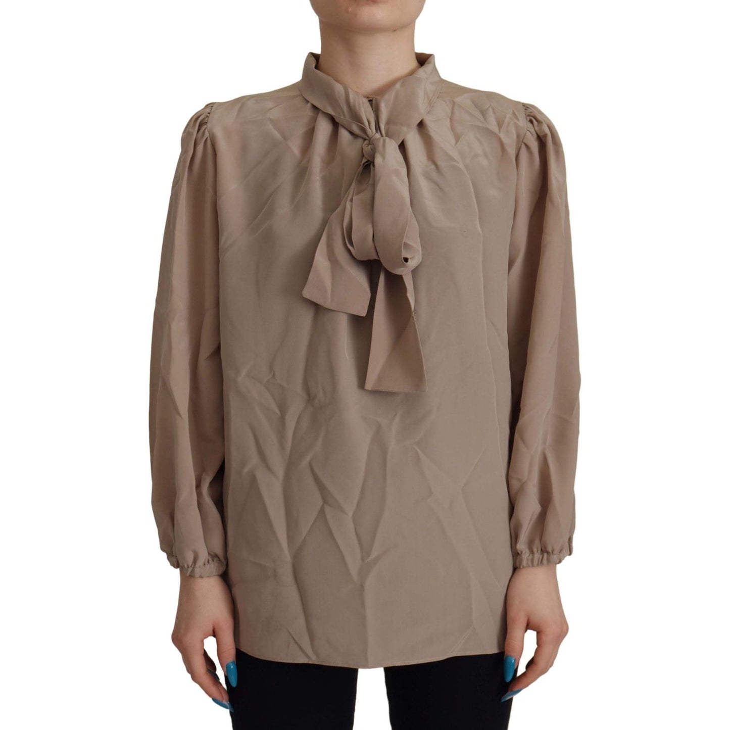 Dolce & Gabbana Elegant Silk Ascot Collar Blouse Dolce & Gabbana