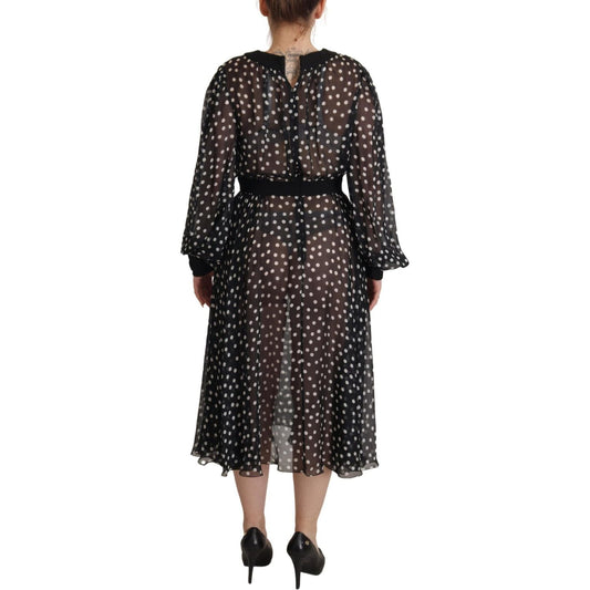 Dolce & Gabbana Elegant Polka Dot Silk Midi Dress Dolce & Gabbana